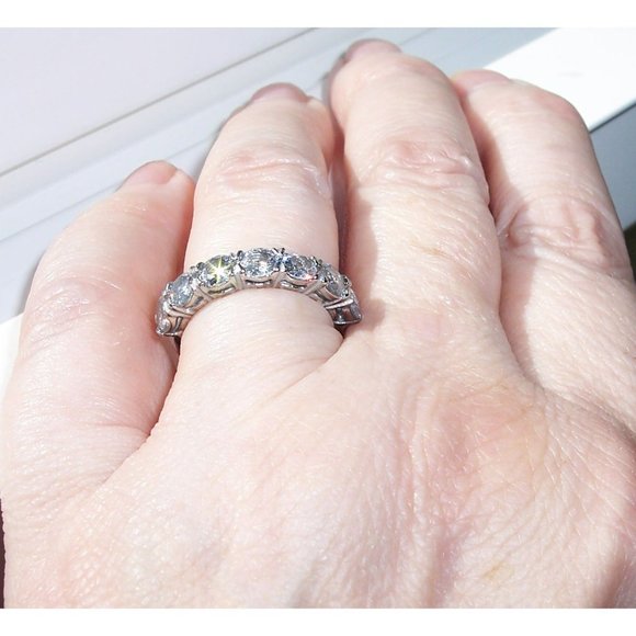 STAINLESS STEEL 7 Stone AAA Grade CZ Band Ring-NWT - Picture 7 of 16